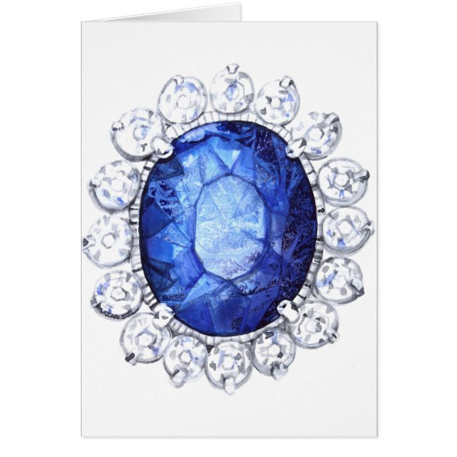 Cartão Aguarela real do original da safira (Frente)