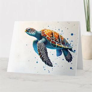 Cartão Águas Calmas: Celebrar Tartarugas do Mar com ocean