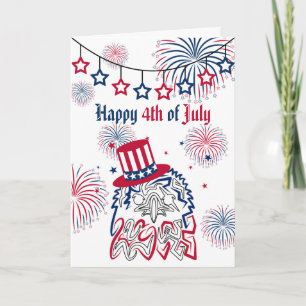 Cartão Águia Americana do Dia da Independência em 4 de ju
