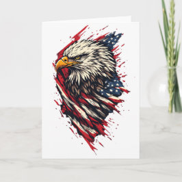 Cartão Águia Americana Patriótica Vintage 4 de Julho