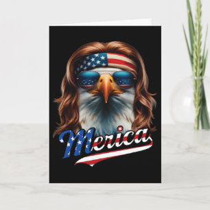 Cartão Águia Careca Merica 4 de Julho Águia Mullet Engraç
