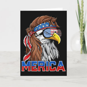 Cartão Águia Careca Mullet Merica Bandeira Americana Patr