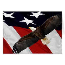 Cartão Águia Em Voo Sobre Bandeira Americana