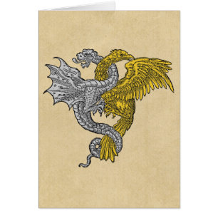 Cartão Águia ouro e Notecard Dragão Prateado