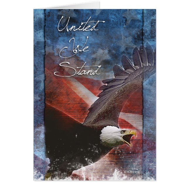 Cartão Águia Patriótica em Voo (Frente)