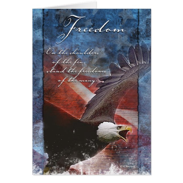 Cartão Águia Patriótica em Voo (Frente)