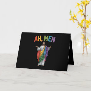 Cartão Ah Homens Engraçado Orgulho Gay LGBT Jesus Bandeir
