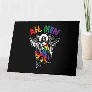 Cartão Ah Homens Engraçados LGBT Orgulho Gay Jesus Bandei