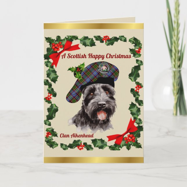 Cartão Aikenhead Scottie Dog Personalizado Xmas (Frente)