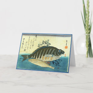 Cartão Ainame & Shima-hata - Peixe Japonês de Hiroshige