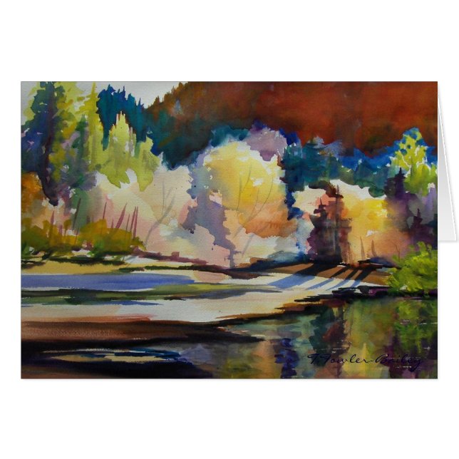 Cartão "Ainda molhe em Yosemite " (Frente Horizontal)