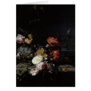 Cartão Ainda vida com flores e insetos