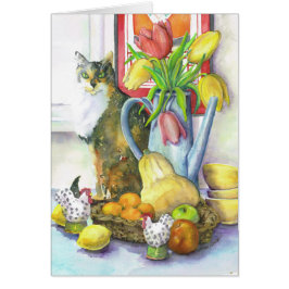 Cartão Ainda vida com gato
