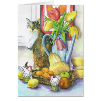 Cartão Ainda vida com gato