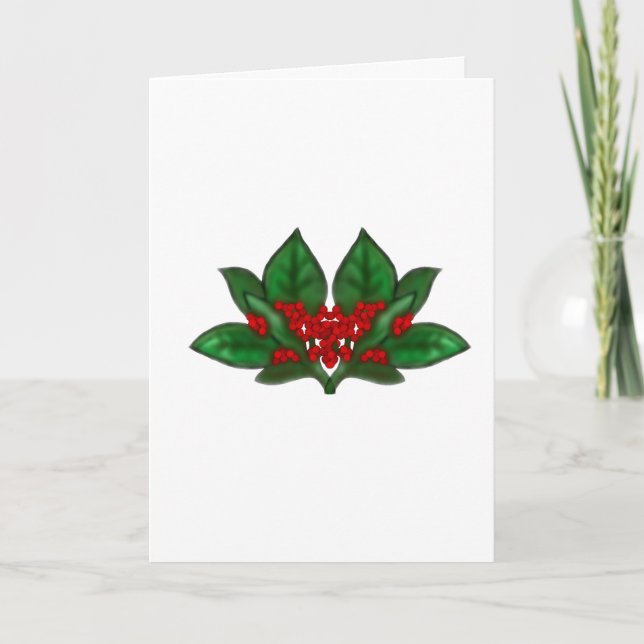Cartão Airbrushed Holly Sprigs Christmas Card (Frente)