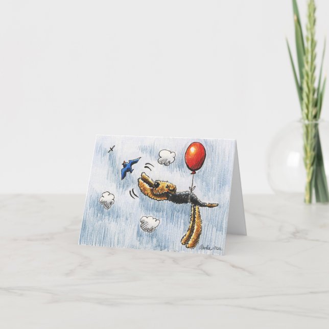 Cartão Aire-Balloon Airedale Terrier (Frente)