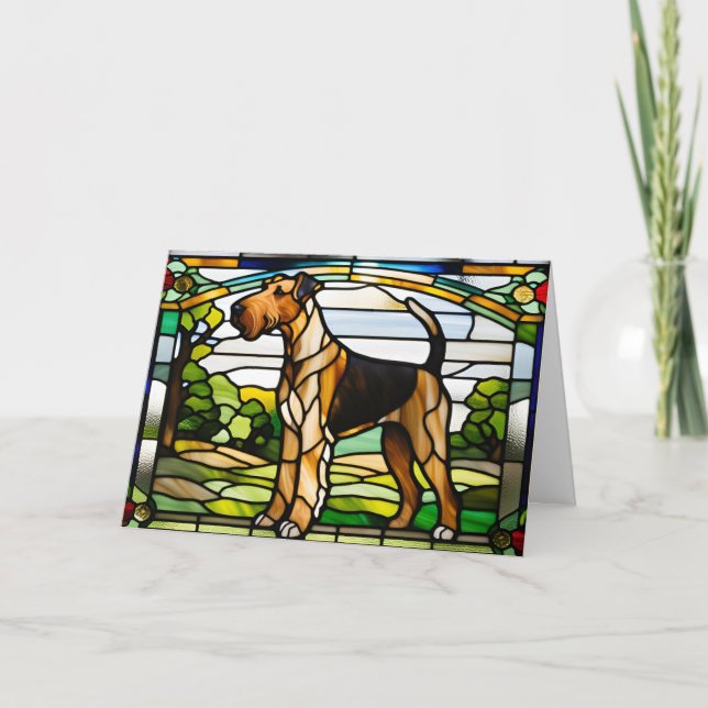 Cartão Airedale StainGlass (Frente)