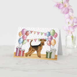 Cartão Airedale Terrier Cachorro Fofo Pastel Feliz Aniver