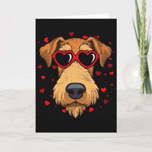 Cartão Airedale Terrier Dia dos Namorados Coração Amantes