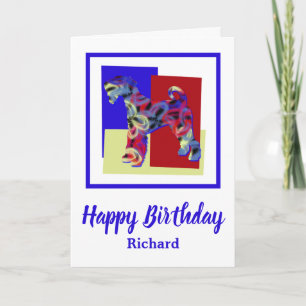 Cartão Airedale Terrier Dog Red Blue Yellow Birday