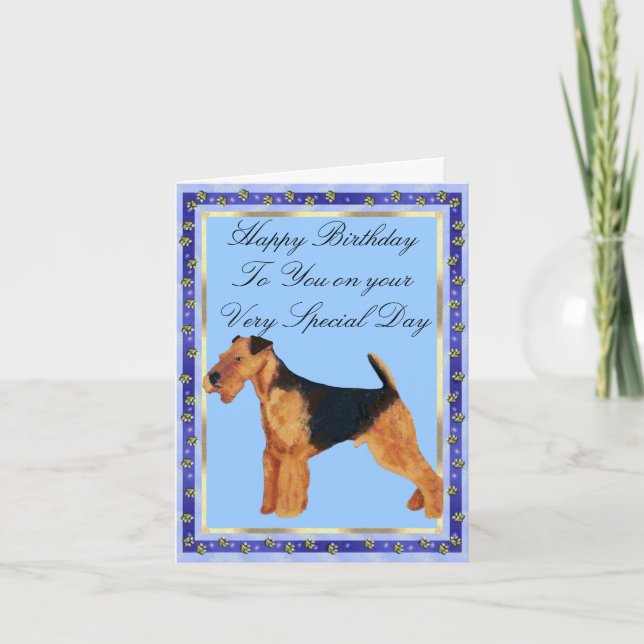 Cartão Airedale Terrier Happy Birthday Card (Frente)