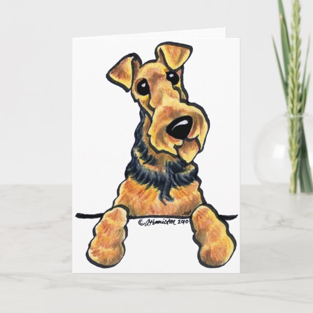 Cartão Airedale Terrier Line Art (Frente)