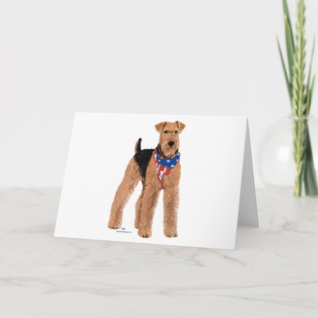 Cartão Airedale Terrier Patriótico (Frente)