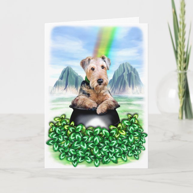 Cartão Airedale Terrier Pot of Gold Card (Frente)
