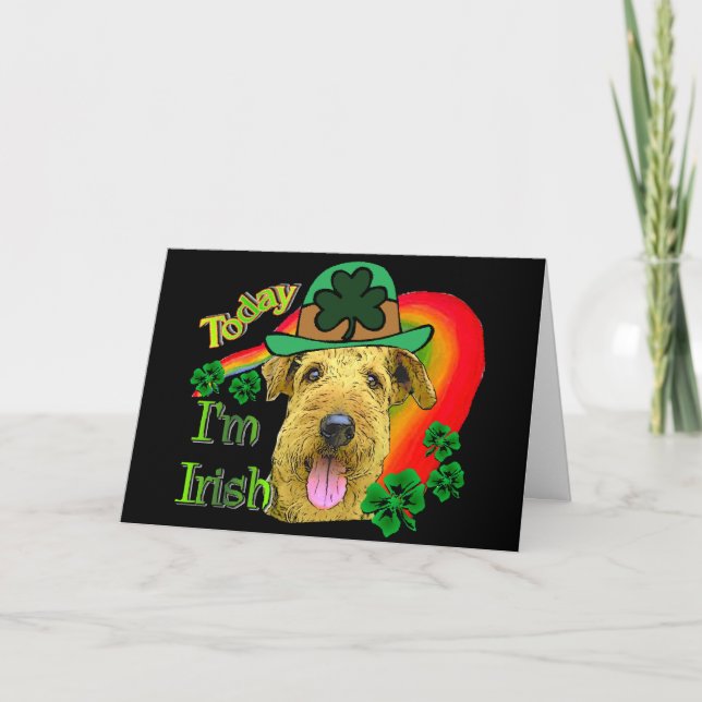 Cartão Airedale Terrier St Patricks (Frente)