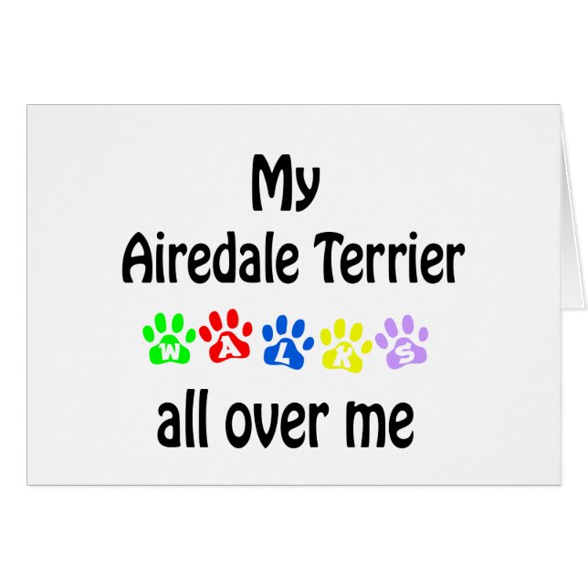 Cartão Airedale Terrier Walks Design (Frente Horizontal)