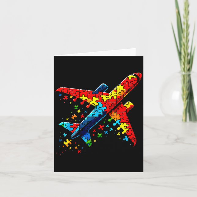 Cartão Airplane Jigsaw Puzzle Kids Toddler Boys Autism Aw (Frente)