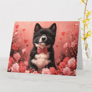Cartão Akita Americano com Rosas - Dia dos Namorados