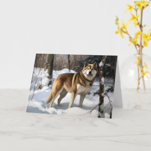 Cartão Akita Deixe Nevar Natal