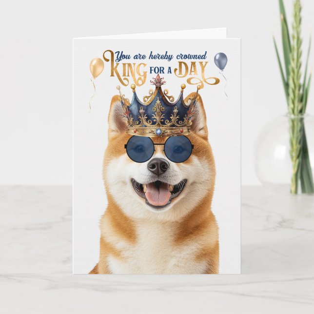 Cartão Akita Dog King para o dia feliz aniversário (Frente)
