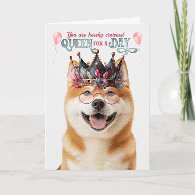 Cartão Akita Dog Queen para o dia feliz aniversário (Frente)