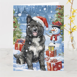 Cartão Akita Dog Winter Wonderland Natal Joy