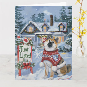 Cartão Akita Festivo Humor Realtor Christmas