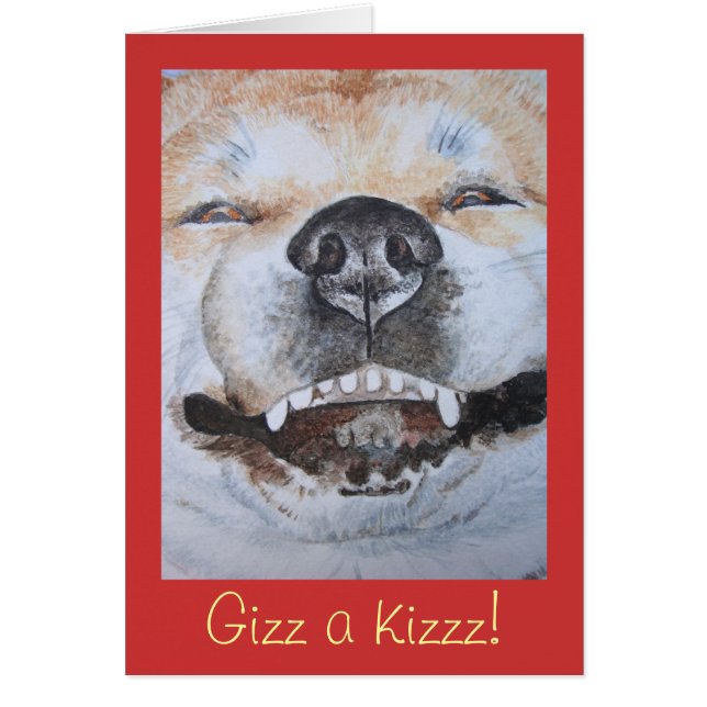 Cartão akita fofa sorrindo cão engraçado (Frente)