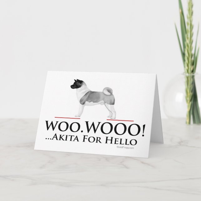 Cartão Akita Hello Greeting Card (Frente)