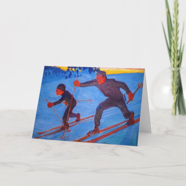 Cartão Akseli Gallen-Kallela - Esquiadores (Frente)