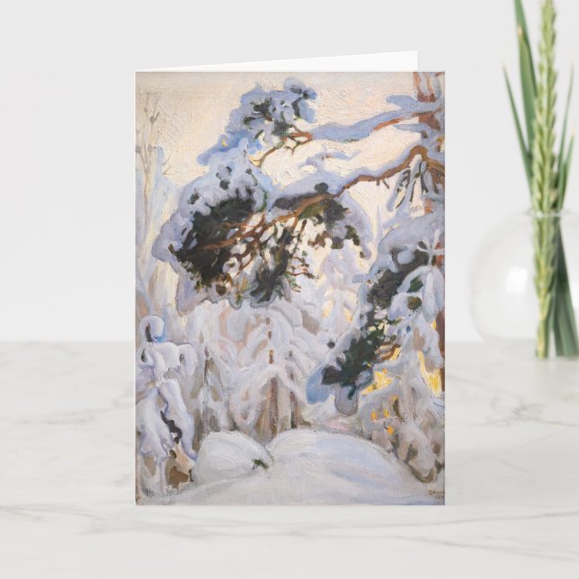 Cartão Akseli Gallen-Kallela - Floresta no inverno (Frente)