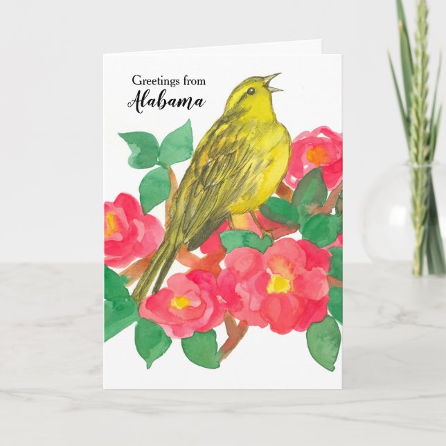 Cartão Alabama Yellowhammer State Bird Camellia Flower (Frente)