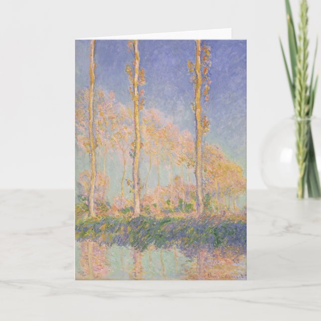 Cartão Álamos, paisagem impressionista, Claude Monet (Frente)