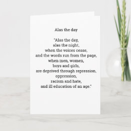 Cartão Alas the day poetry card