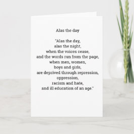 Cartão Alas the day poetry card