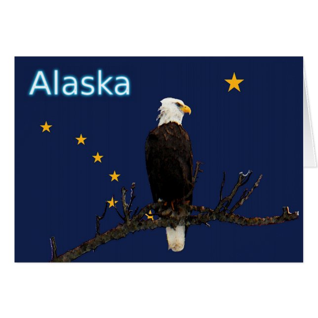 Cartão Alaska Eagle E Flag (Frente Horizontal)