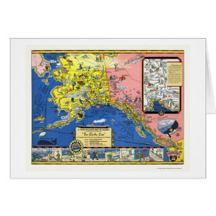 Cartão Alaska - linha de navio a vapor mapa 1934