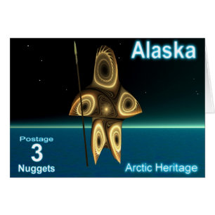 Cartão Alaska Postage - Fractal Inuit Hunter