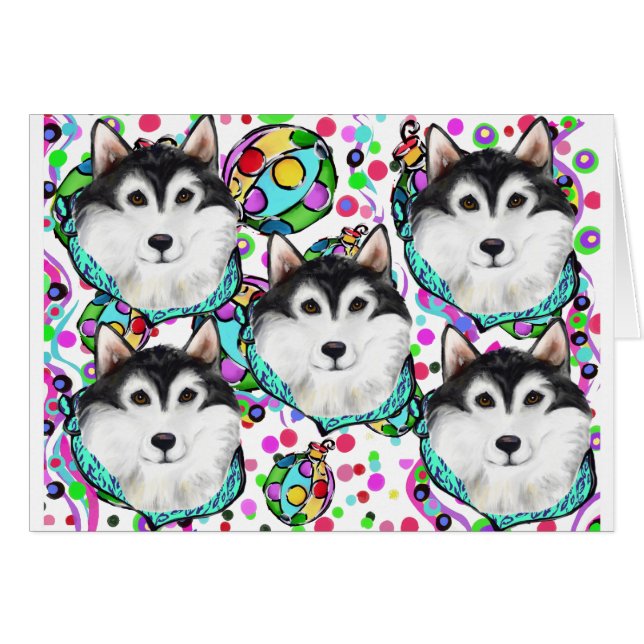 CARTÃO ALASKAN MALAMUTE CHRISTMAS (Frente Horizontal)