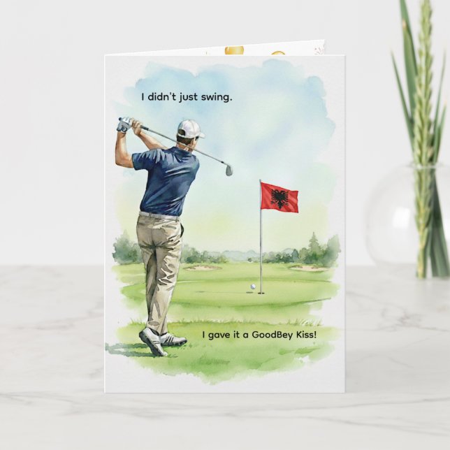Cartão Albania Birthday Card, Albanian Flag, Golf (Frente)